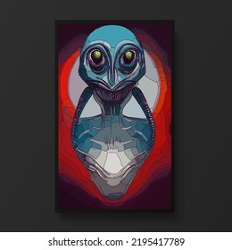 Portrait of an alien. Artistic abstract alien. Concept of an alien from other planet. Perfect for wallpaper or for posters.