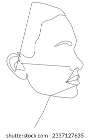 Portrait along the lines. Abstract artistic drawing of a woman's face line. The silhouette of a woman's face is drawn in one line. Vector illustration in a minimalistic style.