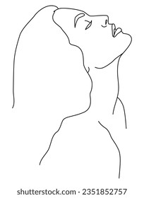 Portrait along the lines. Abstract artistic drawing of a female face line. The silhouette of a woman's face is drawn in one line. Female faces of the same line. Minimalism.