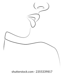 Portrait along the lines. Abstract artistic drawing of a female face line. The silhouette of a woman's face is drawn in one line. Female faces of the same line. Minimalism.