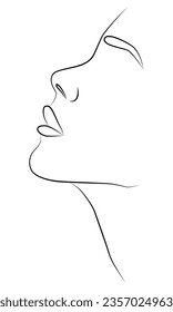 Portrait along the lines. Abstract artistic drawing of a female face line. Female face continuous drawing of lines. Abstract minimal female portrait. Logo, icon.