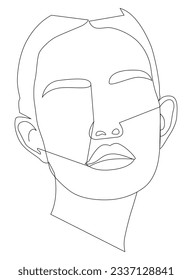 Portrait along the lines. Abstract female portrait. The modern art of minimalism. A beautiful female face.
