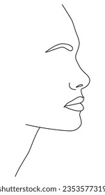 Portrait along the lines. Abstract female portrait. The modern art of minimalism. A beautiful female face.