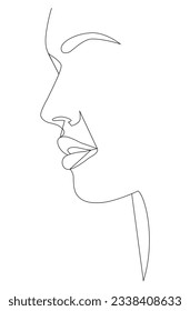 Portrait along the lines. Drawing in the style of one line. Continuous artistic abstract vector illustration of a face portrait. Fashionable linear portrait of a young beautiful woman.