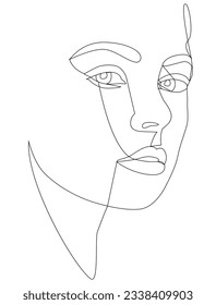 Portrait along the lines. Drawing in the style of one line. Continuous artistic abstract vector illustration of a face portrait. Modern fashion illustration for prints, business cards, business cards.