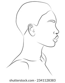 Portrait along the lines. Drawing in the style of one line. Continuous artistic abstract vector illustration of a face portrait. Modern fashion illustration for prints, logos.