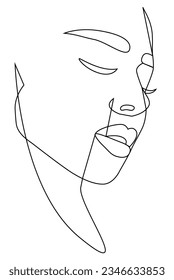 Portrait along the lines. Drawing in the style of one line. Continuous artistic abstract vector illustration of a face portrait.