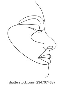 Portrait along the lines. Drawing in the style of one line. Continuous artistic abstract vector illustration of a face portrait. 