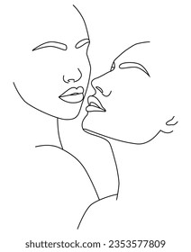 Portrait along the lines. Drawing in the style of one line. Continuous artistic abstract vector illustration of a face portrait. Fashionable linear portrait of a young beautiful woman.
