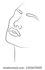 Portrait along the lines. Drawing in the style of one line. Continuous artistic abstract vector illustration of a face portrait. 