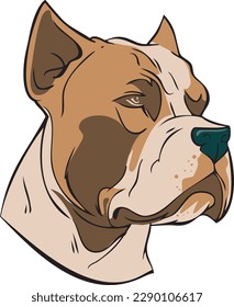 portrait of an American pit bull terrier vector illustration