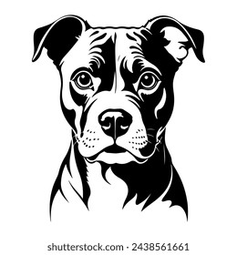 Portrait of a American Pit Bull Terrier Dog Vector isolated on white background, Dog Silhouettes. svg