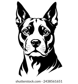 Portrait of a American Staffordshire Terrier Dog Vector isolated on white background, Dog Silhouettes. svg
