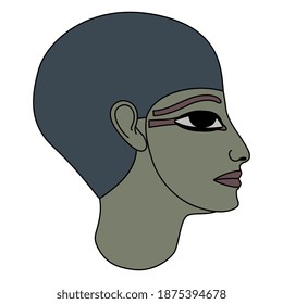 Portrait of ancient Egyptian man. Head of God Ptah. Pharaoh in profile.