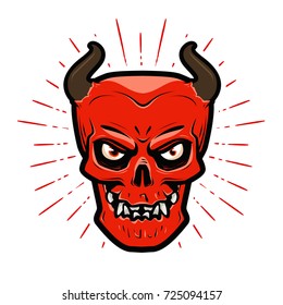 Portrait of angry devil. Halloween, satan, lucifer, hell, devilry symbol. Cartoon vector illustration