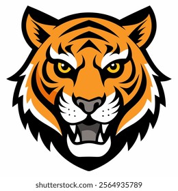 portrait of the angry tiger head vector icon on white background