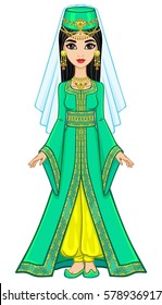 Portrait Animation Arab Princess Ancient Suit Stock Vector (Royalty ...