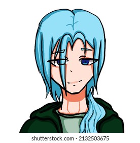 Portrait of anime character boy,cartoon illustration on white.Avatar
