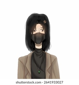 Portrait of anime character boy,cartoon illustration on white.Avatar