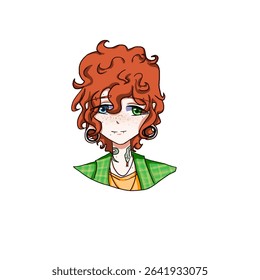 Portrait of anime character boy,cartoon illustration on white.Avatar