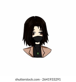Portrait of anime character boy,cartoon illustration on white.Avatar