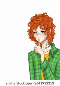 Portrait of anime character boy,cartoon illustration on white.Avatar
