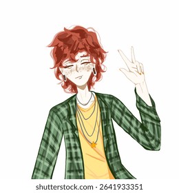 Portrait of anime character boy,cartoon illustration on white.Avatar