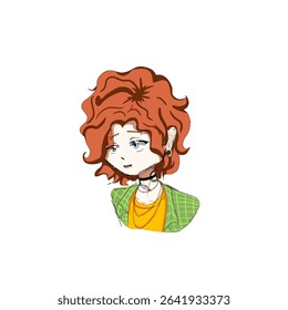 Portrait of anime character boy,cartoon illustration on white.Avatar