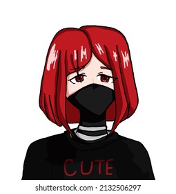 Portrait of anime character girl,cartoon illustration on white.Avatar manga