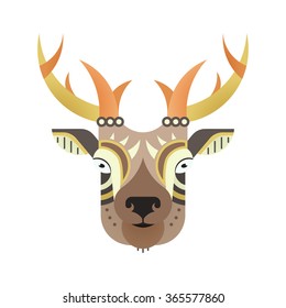 Portrait of an antelope made in trendy flat style vector. African animal. Safari label or t-shirt design with cute animal character.