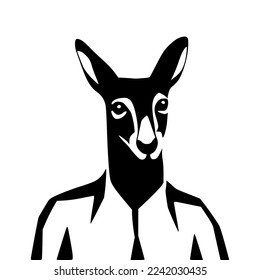 Portrait of a Anthropomorphic kangaroo. Vector illustration. Minimalism style.