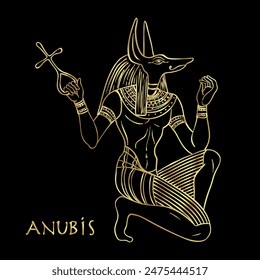 Portrait of Anubis. in Ancient Egyptian, god of death, mummification, embalming, the afterlife, cemeteries, tombs, and the Underworld.