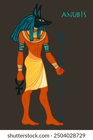 Retrato de Anubis. en el Antiguo Egipto, dios de la muerte, momificación, embalsamamiento, el más allá, cementerios, tumbas y el Inframundo. Vector aislado ilustración.