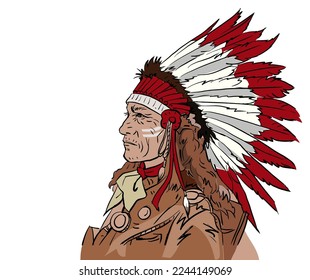 Portrait of Apache man vector for card, illustration, background