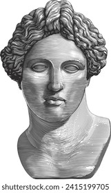 Portrait of Apollo in vintage engraving style