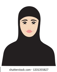 Portrait Arab Girl Black Scarf Vector Stock Vector (Royalty Free ...