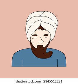 Portrait of an Arab man with keffiyeh. Vector illustration