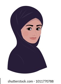 Portrait Arab Muslim Beautiful Woman Dark Stock Vector (Royalty Free ...