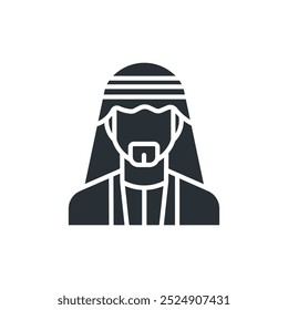 Porträt des arabischen muslimischen Mannes flache Ikone. Mann mit Keffiyeh. Isolierte Vektorgrafik