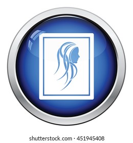 Portrait art icon. Glossy button design. Vector illustration.