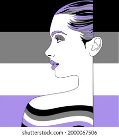 Portrait Of An Asexual Girl With Ace Flag