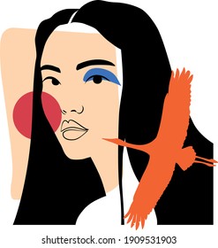 Portrait of asian girl with blue eyeshadow