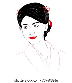 Portrait of asian girl, traditional style