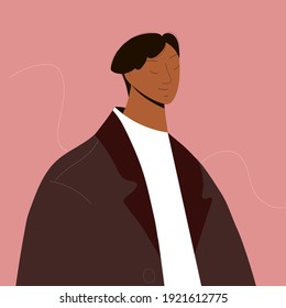 Portrait of asian man. Vector illustration