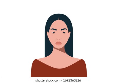 Portrait of an Asian woman. Chinese. Japanese lady. Korean girl. Vector illustration. EPS 10.