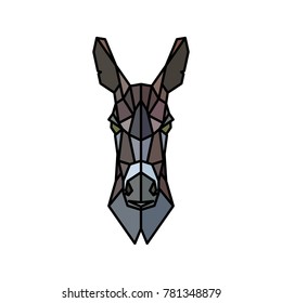 Portrait of an ass. Polygonal style. Vector illustration.