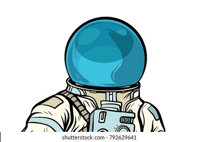 Portrait of astronaut helmet isolated on white background. Pop art retro vector illustration