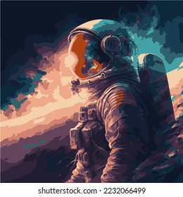 Portrait of astronaut on a mission in space. EPS files