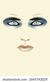 Um retrato de uma mulher atraente com olhos hipnóticos é apresentado.