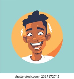 a Portrait and avatar of male. Laughter and joy, smile and calmness. Diversity of personage, multiethnic society. Cartoon character, vector in flat style, flat color. 